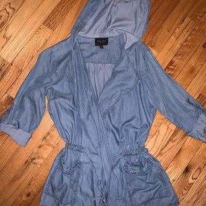 Denim hooded cardigan